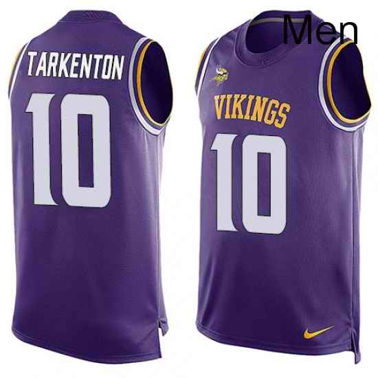 Mens Nike Minnesota Vikings 10 Fran Tarkenton Limited Purple Player Name Number Tank Top NFL Jersey